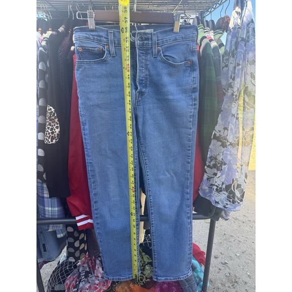 Levi’s Wedgie Straight Jeans Women's 27x28 Blue Button Fly Stretch Fit Comfort - Picture 7 of 10